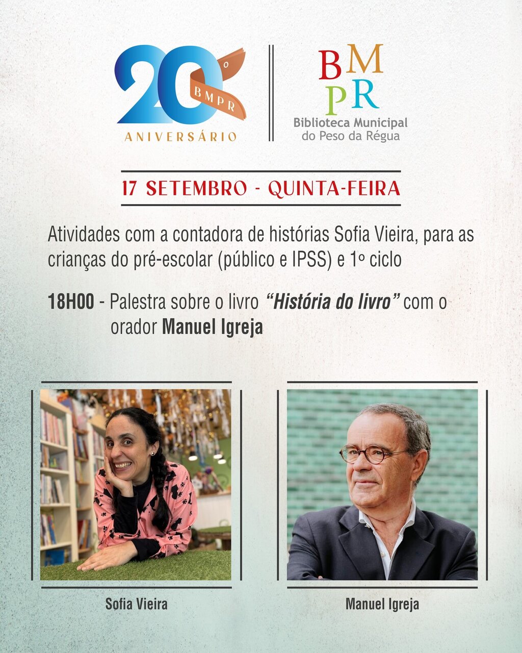 Cartaz do 20º aniversário da Biblioteca Municipal