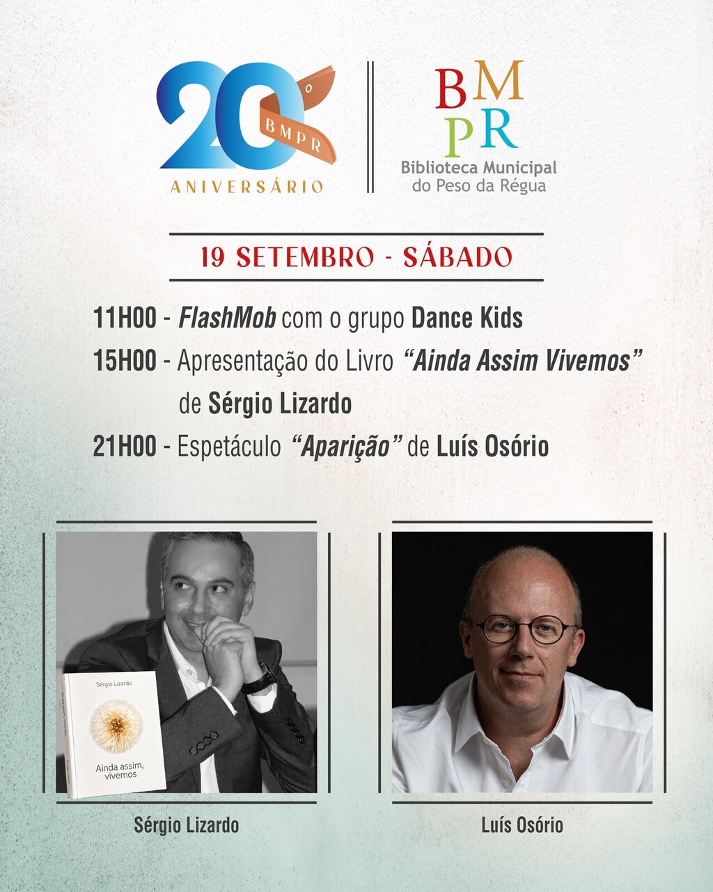 Cartaz do 20º aniversário da Biblioteca Municipal